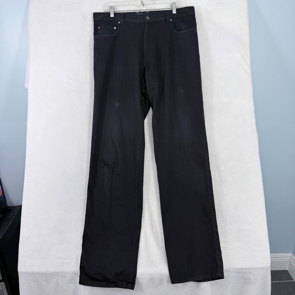 Ermernegildo Zegna Pants Mens 36x35 Black Chino Relaxed Straight 5 Pocket